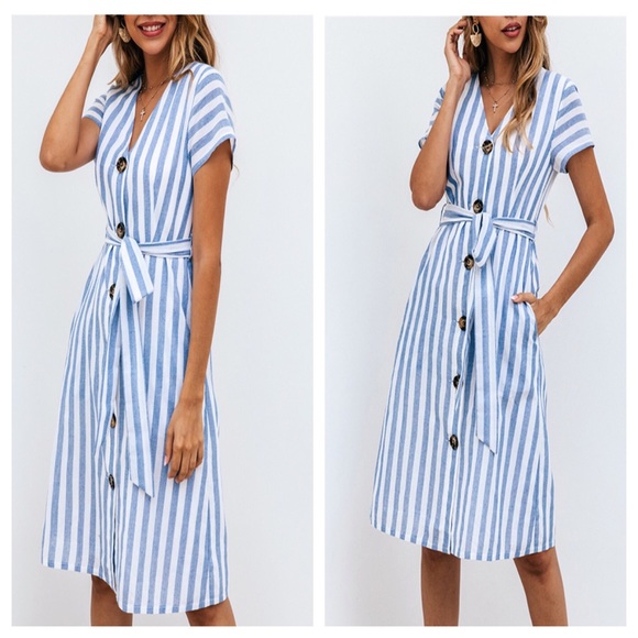 Blue Striped Midi - Picture 2 of 3